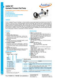Thumbnail of document Data Sheet - 927 Hydraulic Pressure Test Pump